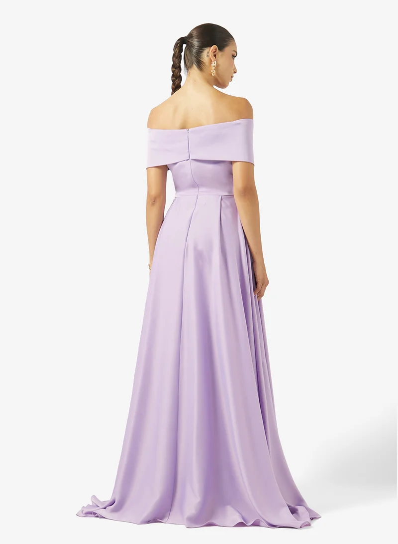 Akadia Fashion Off-Shoulder Satin Dress