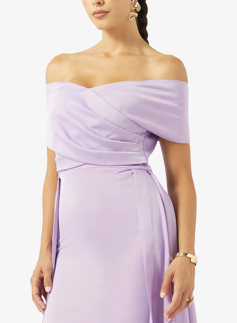 Akadia Fashion  Off-Shoulder Satin Dress for Women | Best Price UAE