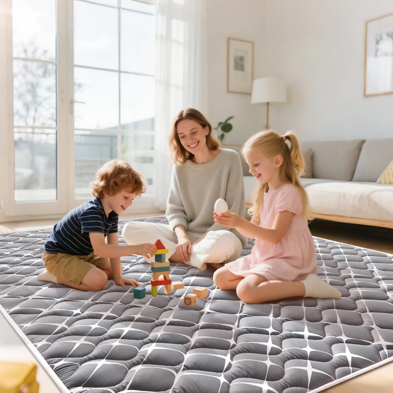 Vibe bear Baby Play Mat - 79" X 71",Premium Thicker Foam One-Piece Machine Washable, Extra Large Anti-Slip Soft Cushioning Foam Playmats for Babies and Toddlers, Foldable Baby Crawling Mat for Playpen - Image 2