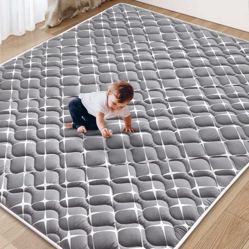 Vibe bear Baby Play Mat - 79" X 71",Premium Thicker Foam One-Piece Machine Washable, Extra Large Anti-Slip Soft Cushioning Foam Playmats for Babies and Toddlers, Foldable Baby Crawling Mat for Playpen - Image 1