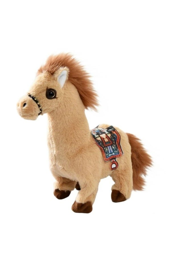 Electric Horse Plush Interactive Toy,Animated Walking Pony Electronic Pet Horse with Leash Pony Robot Plush Stuffed Animal Toys for Birthday Easter Gift(Beige) - Image 1