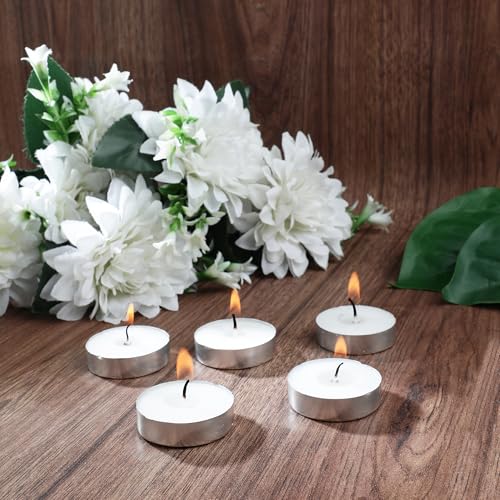 D'Velas™ White Unscented Wax Tealight Candles - Pack of 50 | 2 Hours Burning Time, Paraffin Wax, Unscented, Smokeless, Dripless, for Home Decor, Offices & Other Occasions (White, Pack of 50) - Image 3