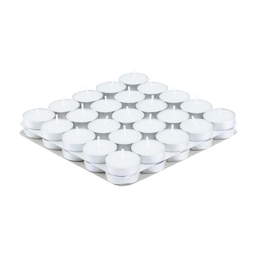 D'Velas™ White Unscented Wax Tealight Candles - Pack of 50 | 2 Hours Burning Time, Paraffin Wax, Unscented, Smokeless, Dripless, for Home Decor, Offices & Other Occasions (White, Pack of 50) - Image 1