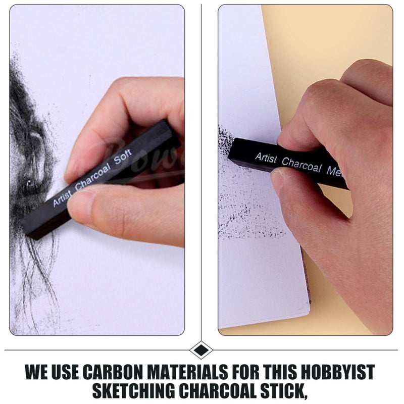 6 Pieces Compressed Charcoal Sticks Carbon Rods Pencils Set Soft Medium And Hard For Students Drawing Sketching And Shading Art Supplies - Image 4