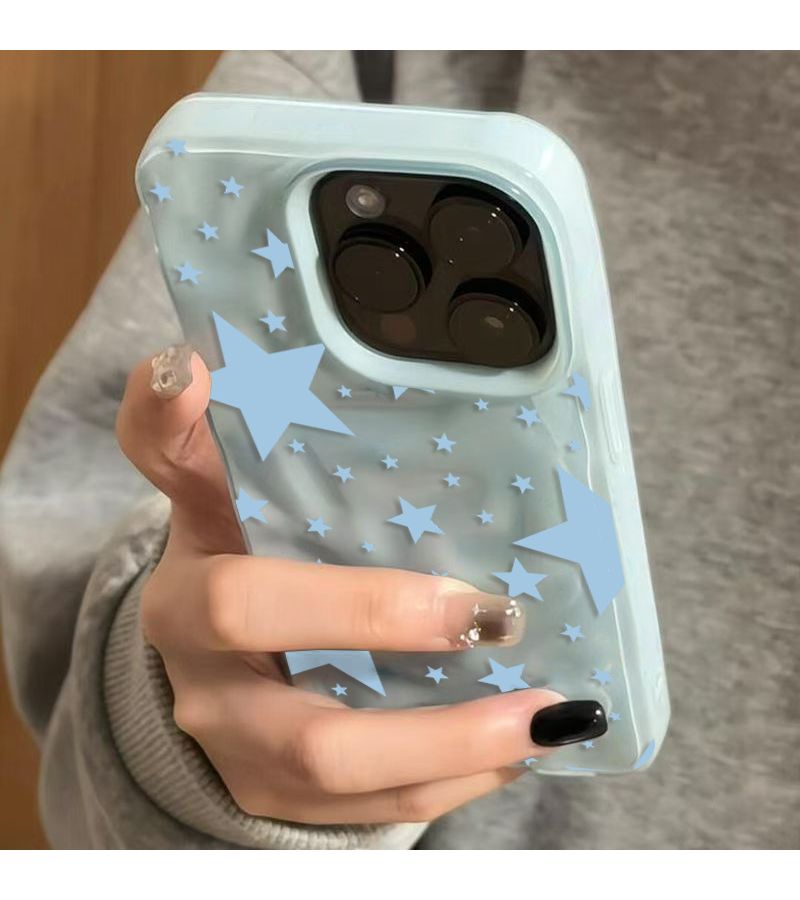 Yellow Phone Case for Iphone 17 Air Soft Shockproof Cover With Blue Star Pattern Design - Image 1
