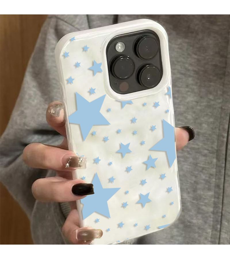 Yellow Phone Case for Iphone 17 Air Soft Shockproof Cover With Blue Star Pattern Design - Image 3