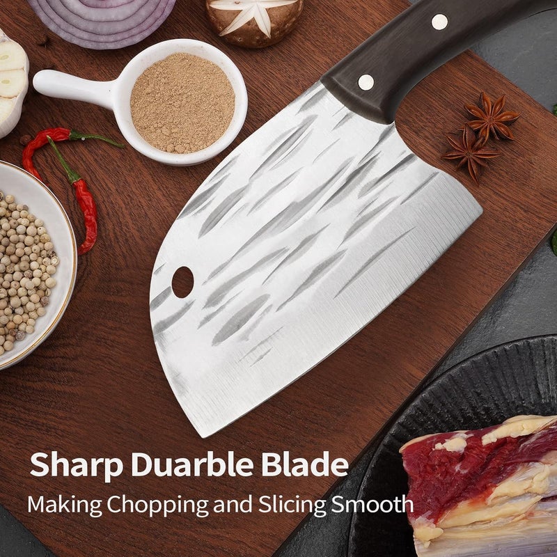 AUM ENTERPRISE سكين تقطيع اللحم من AUM ENTERPRISE بطول 6 بوصات، سكين عظام يابانية ثقيلة، سكين مطبوخة يدويًا، سكين تقطيع، سكين متعددة الاستخدامات في الهواء الطلق، سكين جزار - Image 3