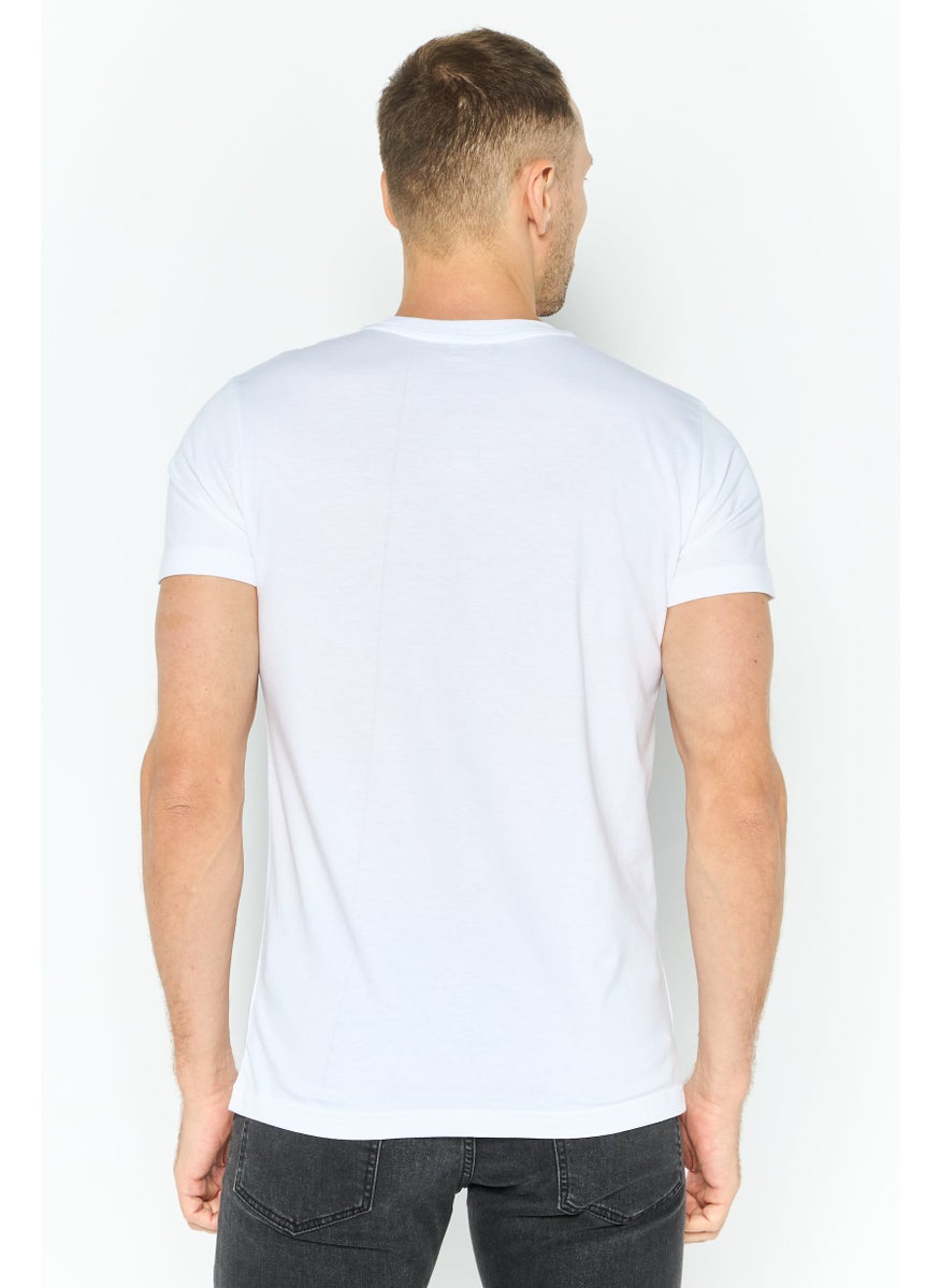 DIESEL Men Crew Neck Short Sleeve Graphic Print T-Shirt, White  - Image 4