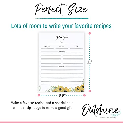 OUTSHINE Premium Recipe Paper for 8.5" x 11" Recipe Binders, Sunflower Design (50 Sheets) | Refill Pages for Recipe Binder | No-Smear Matte Paper | Ideal Gift for Mom, Sister, Daughter, Friend - Image 4