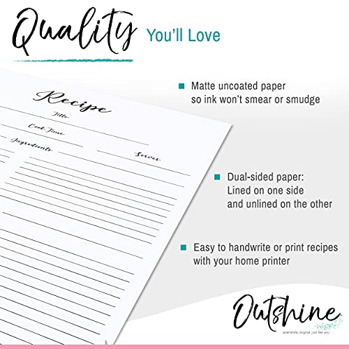 OUTSHINE Premium Recipe Paper for 8.5" x 11" Recipe Binders, Sunflower Design (50 Sheets) | Refill Pages for Recipe Binder | No-Smear Matte Paper | Ideal Gift for Mom, Sister, Daughter, Friend - Image 3