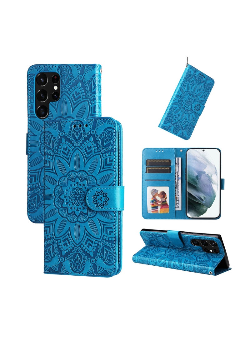 Suteni Heat Embossed Flip Cover Card Slots Leather Phone Case for Samsung - Image 3