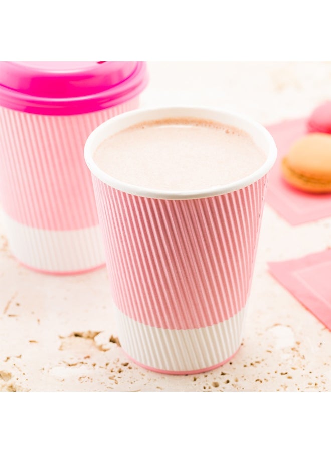 Restaurantware Restaurantware 12 Ounce Ripple Wall Disposable Coffee Cups, 500 Insulated Light Pink Paper Tumblers with Rolled Rim Design, Lids Sold Separately for Hot Drinks like Tea, Hot Chocolate and More  - Image 3