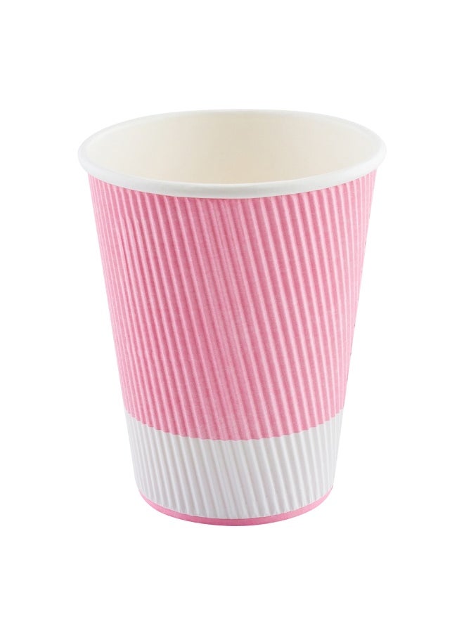 Restaurantware Restaurantware 12 Ounce Ripple Wall Disposable Coffee Cups, 500 Insulated Light Pink Paper Tumblers with Rolled Rim Design, Lids Sold Separately for Hot Drinks like Tea, Hot Chocolate and More  - Image 1