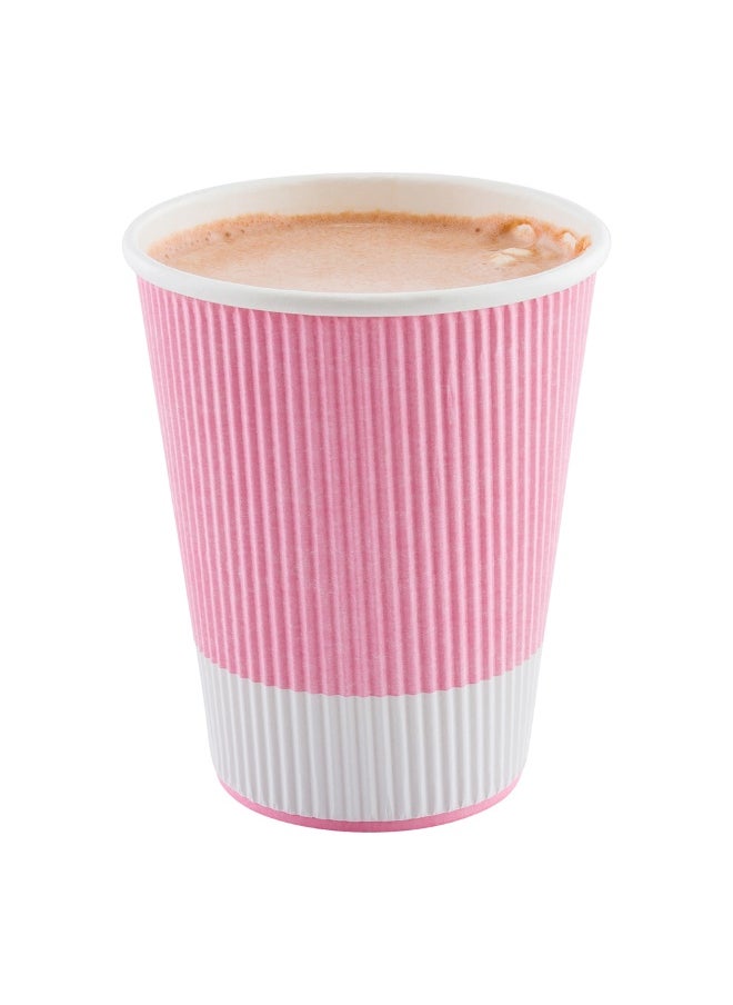 Restaurantware Restaurantware 12 Ounce Ripple Wall Disposable Coffee Cups, 500 Insulated Light Pink Paper Tumblers with Rolled Rim Design, Lids Sold Separately for Hot Drinks like Tea, Hot Chocolate and More  - Image 2