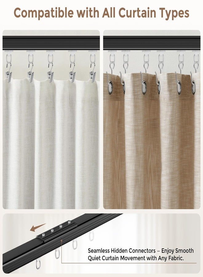 Hei! dear Curtain Track 9-12ft Black - Adjustable Ceiling/Wall Mount, Heavy Duty Curtain Rail System with 40 Rollers, 40 Hooks & 40 Clips, Room Divider for Grommet/Pleated Curtains - Image 5