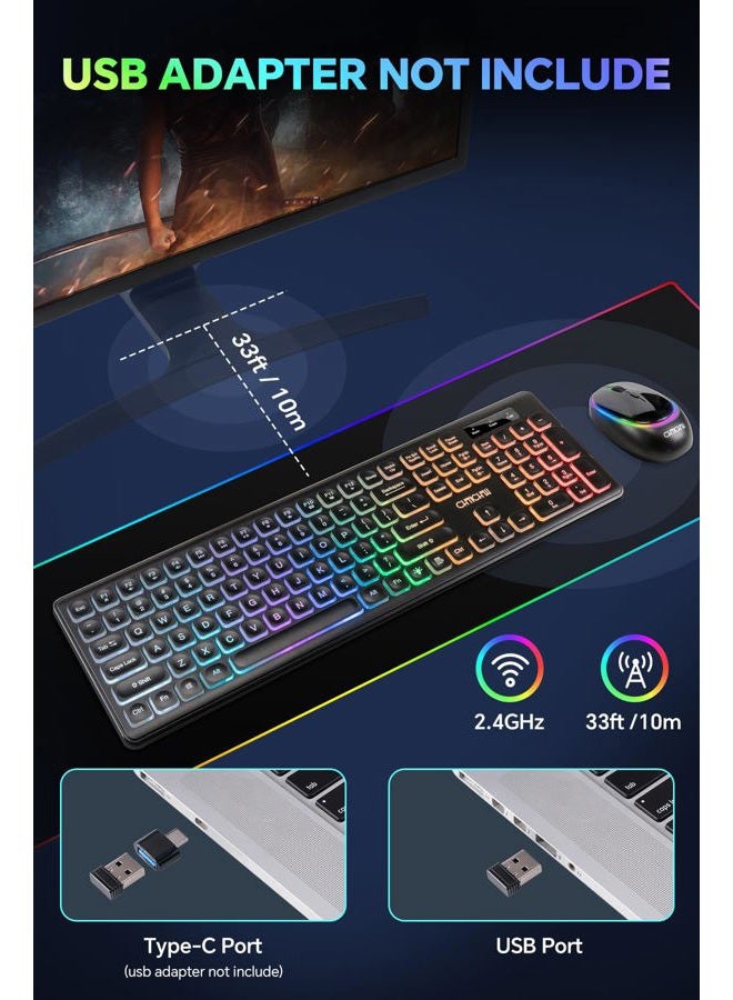CHONCHOW Wireless Keyboard mouse combo W300 (W300-us) - Image 3