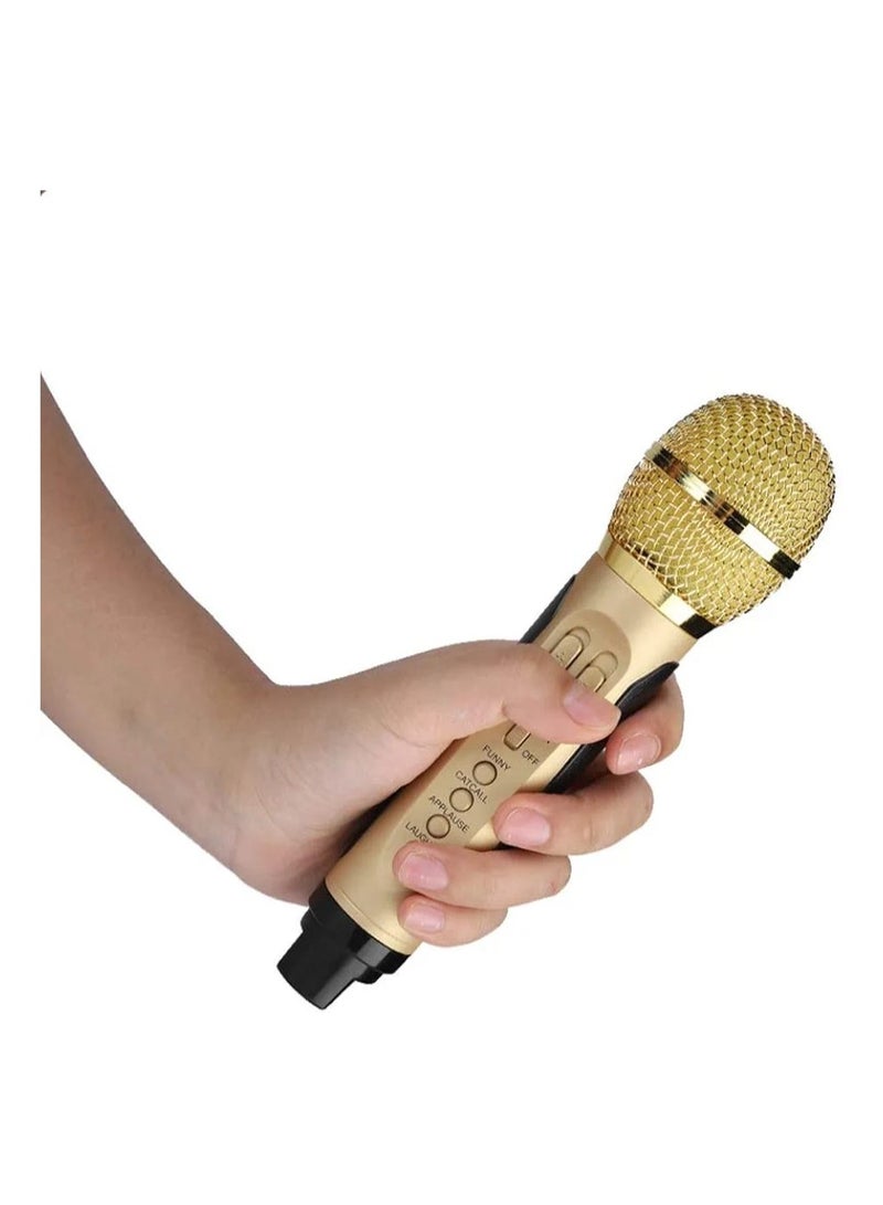 Portable Karaoke Machine, 10 W Multifunctional Bluetooth Speaker with 2 Wireless Microphones, 10 Metre Bluetooth Range, Family Karaoke Machine for Indoor and Outdoor Use (Gold) - Image 5