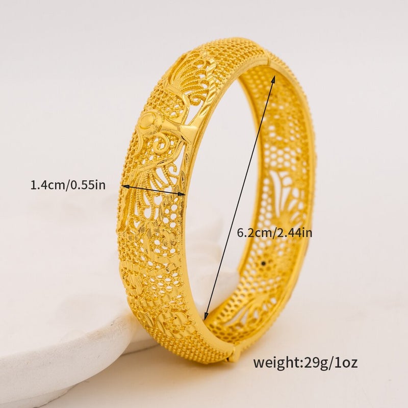 WU Hollow Buckle Peacock Bracelet - Ancient Hollow Phoenix Jewelry for Weddings, Wholesale Couple's  Bracelets - Image 2