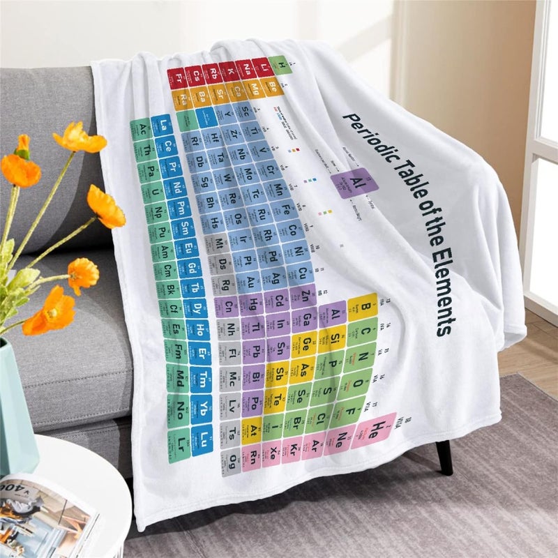 Periodic Table Flannel Throw Blanket - Soft Cozy Chemistry Science Blanket for Teen Birthday Gift, Home Use - Image 1