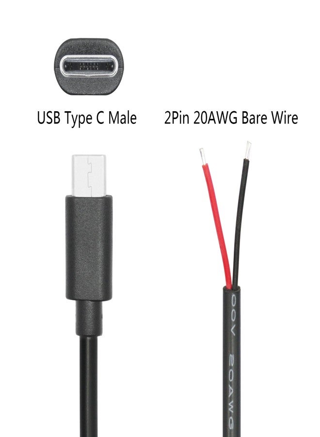 Maixbomr USB C to 2 Pin Bare Wire Open End Power Cable 11inch, 5V/5A USB Type C Male Plug 2 Pin Pigtail Cable 20AWG, for USB Type C Equipment Installed or Replacement Repair DIY Cable - 4Pcs - Image 3