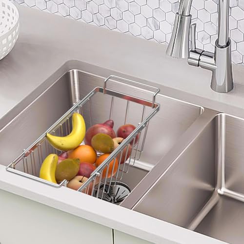 Orgneas Freezer Baskets for Chest Freezer, Capacity Expandable Deep Freezer Organizer Bins Adjustable From 16.5" to 26.5" Stainless Steel Wire Basket Storage with Hanging Handles - Image 4