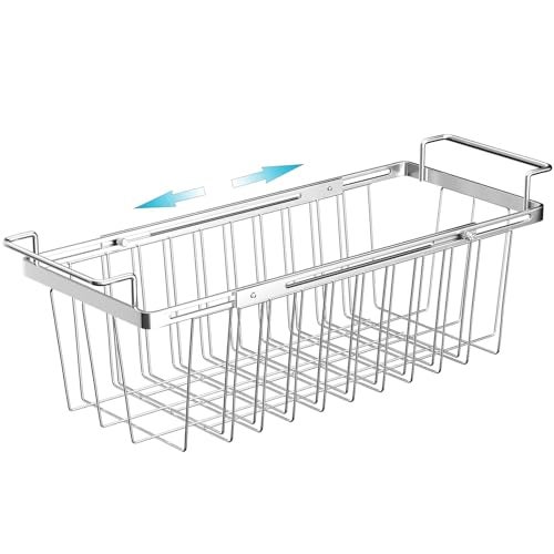 Orgneas Freezer Baskets for Chest Freezer, Capacity Expandable Deep Freezer Organizer Bins Adjustable From 16.5" to 26.5" Stainless Steel Wire Basket Storage with Hanging Handles - Image 1