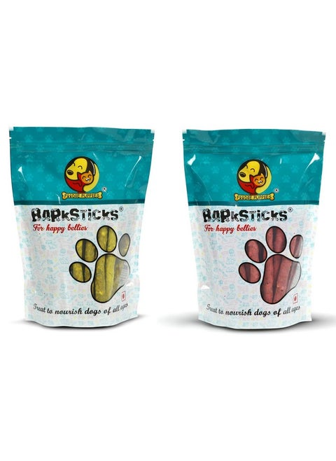 Munchy Chew Stick Combo For Puppies And Dogs - Chicken And Mutton Sticks, 450Gm Each Chewing Barkstick Treat Improves Dental Health, Freshen Breath Reduces Tartar And Plaque