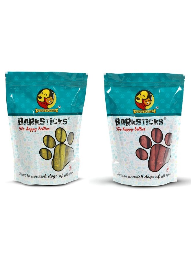 Munchy Chew Stick Combo For Puppies And Dogs - Chicken And Mutton Sticks, 450Gm Each Chewing Barkstick Treat Improves Dental Health, Freshen Breath Reduces Tartar And Plaque