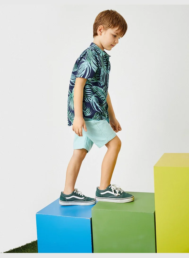 KOTON Leaf Printed Short Sleeve Shirt