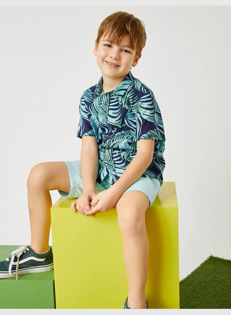 KOTON Leaf Printed Short Sleeve Shirt