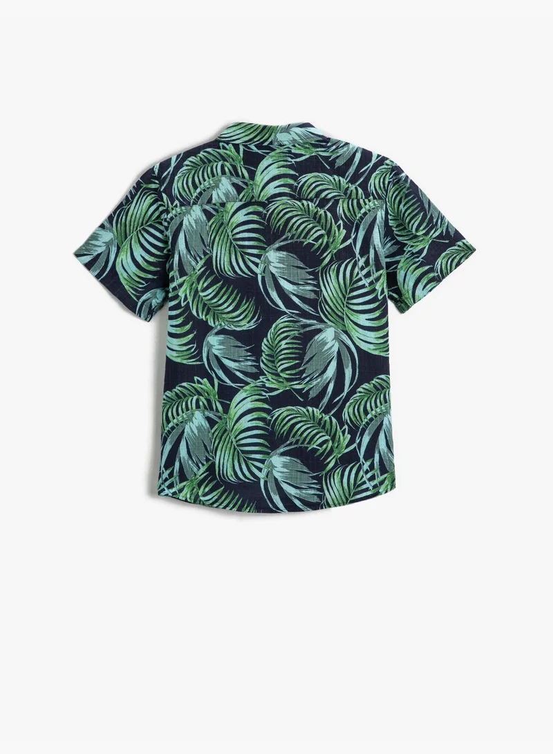 KOTON Leaf Printed Short Sleeve Shirt