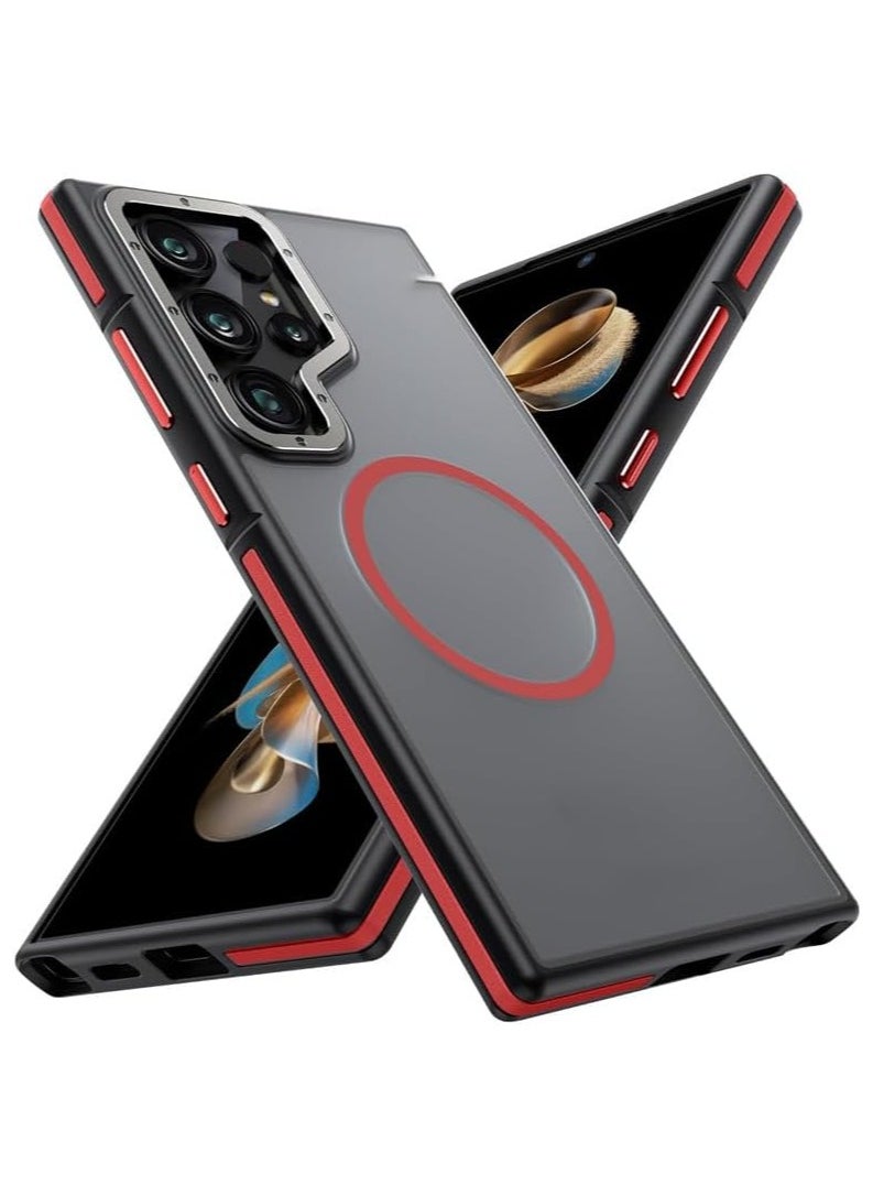 General Samsung Galaxy S24 Ultra Magnetic Phone Case, Metal Camera Frame, 3-in-1 Anti-drop Shell, Galaxy S24 Ultra Matte Shell 