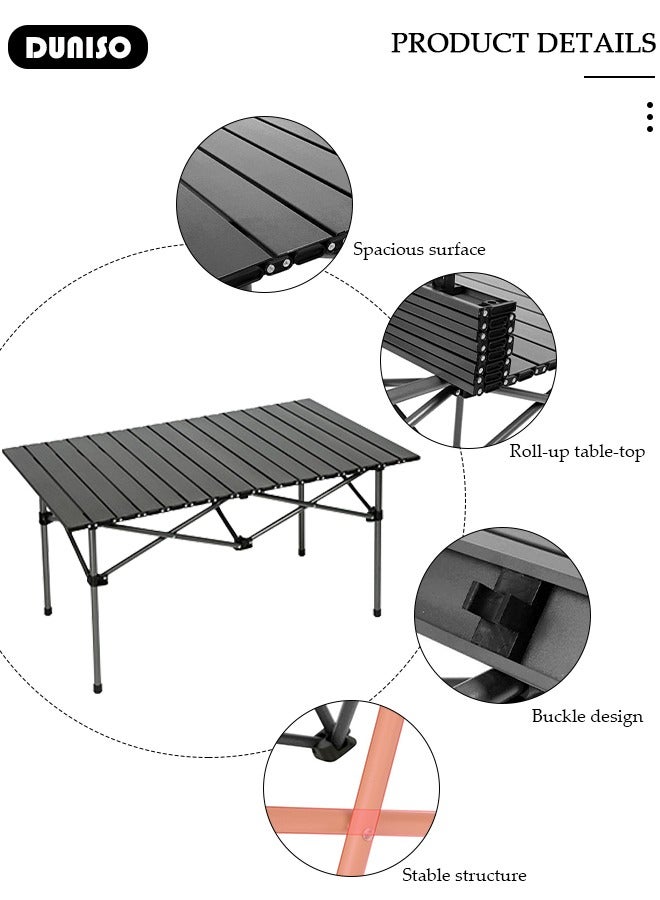 DUNISO 7PCS Folding Table and Chairs Set, Portable Picnic Long Table with 6 Seats ,Camping Table with Easy Carrying Bag, Lightweight Folding Egg Roll Table and Chair Set for Outdoor Camping Picnic BBQ, Party and Dining - Image 5