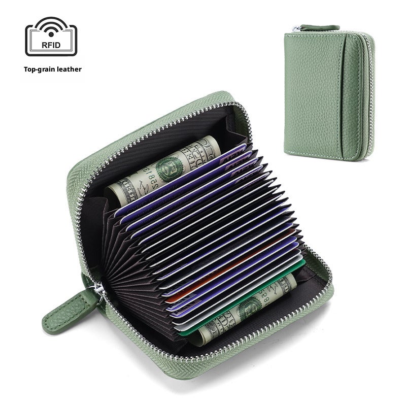 RFID Genuine Leather Card Holder Wallet - Image 1