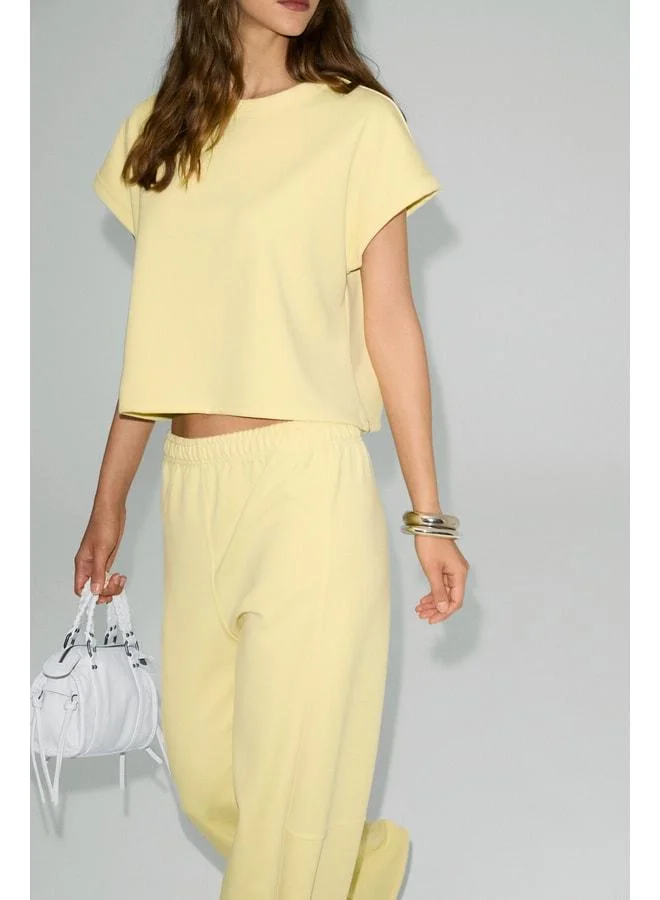 Ethiquet  KLOE Women's Soft and Stretchy Fabric Round-Collar Short Sleeve Tube-Cuffed Yellow Set. for Women | Best Price UAE