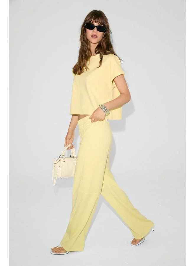 Ethiquet  KLOE Women's Soft and Stretchy Fabric Round-Collar Short Sleeve Tube-Cuffed Yellow Set. for Women | Best Price UAE