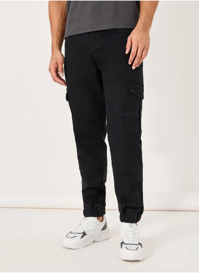 Styli Slim Cargo Jogger Jeans with Constructed Waistband