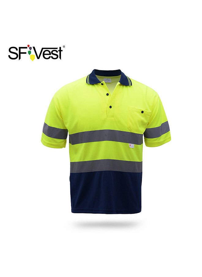 SFVest Safety Reflective Shirt, High Visible Short Sleeve Pocket T-Shirt, Silver Reflective Tapes Men's Moisture Wicking Safety Shirt, Working Clothes  - Image 1