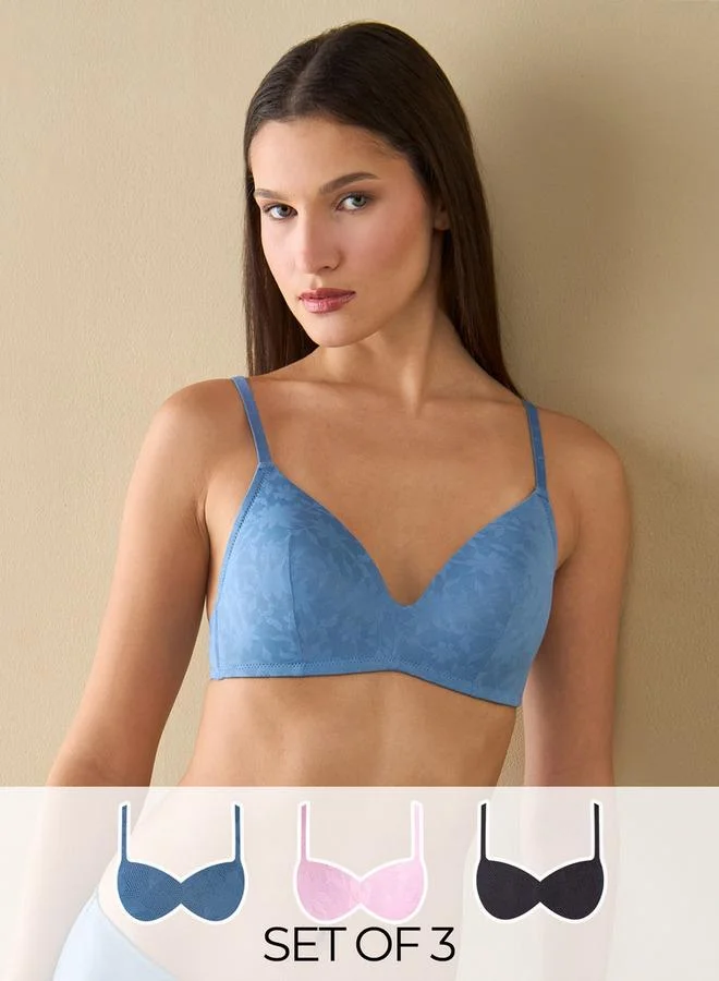 Splash FAV Set of 3 - Floral Textured Support Bra