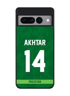 Rugged Black Edge Case for Google Pixel 7 Pro, Slim fit Soft Case Flexible Rubber Edges Thin Cover - Player Name - Shoaib Akhtar, Jersey Number- 14