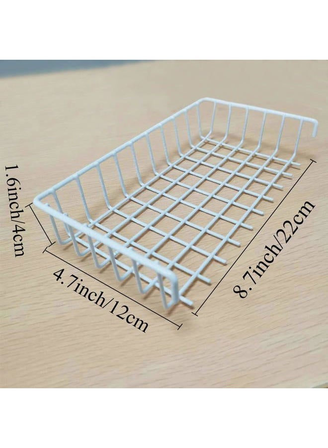 GBYAN Mesh Basket, Metal Wire Basket for Grid Wall, Straight Shelf, Flower Pot Display for Wire, Wall Grid Panel, Pack of 2 (White) - Image 3