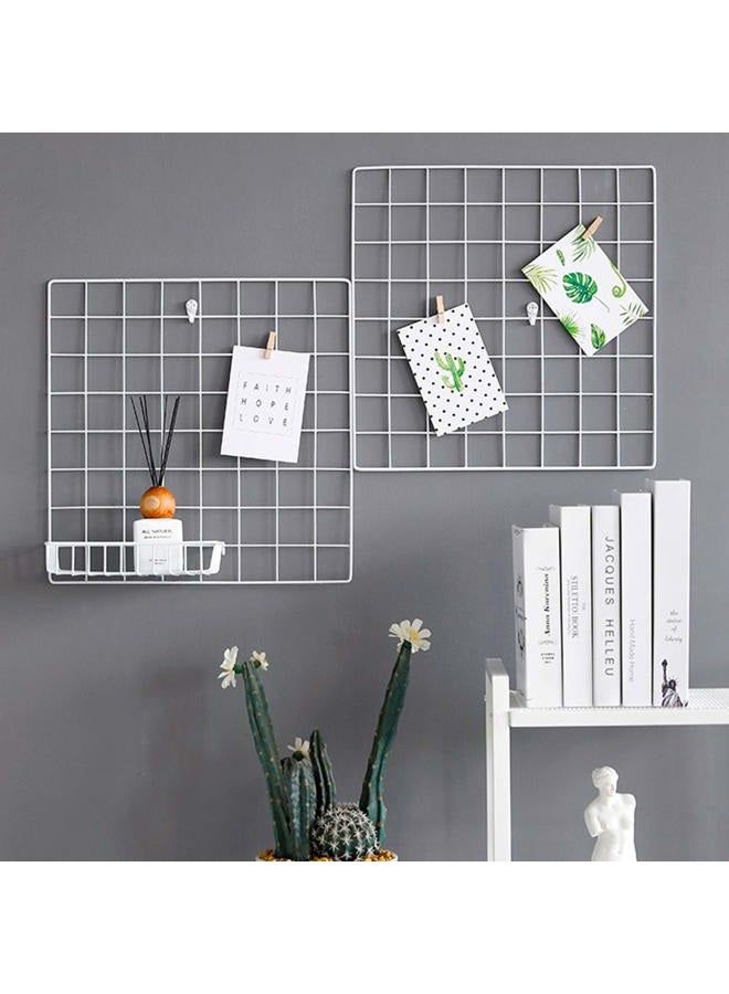 GBYAN Mesh Basket, Metal Wire Basket for Grid Wall, Straight Shelf, Flower Pot Display for Wire, Wall Grid Panel, Pack of 2 (White) - Image 4