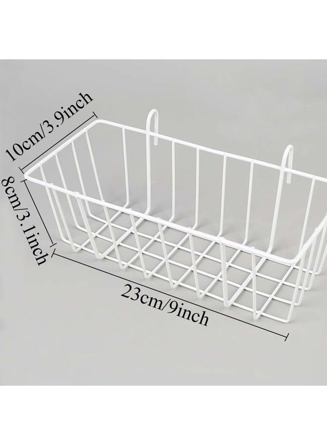 GBYAN Mesh Basket, Metal Wire Basket for Grid Wall, Straight Shelf, Flower Pot Display for Wire, Wall Grid Panel, Pack of 2 (White) - Image 2