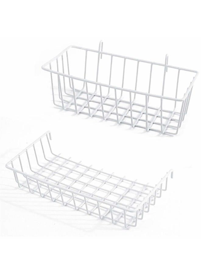 GBYAN Mesh Basket, Metal Wire Basket for Grid Wall, Straight Shelf, Flower Pot Display for Wire, Wall Grid Panel, Pack of 2 (White) - Image 1