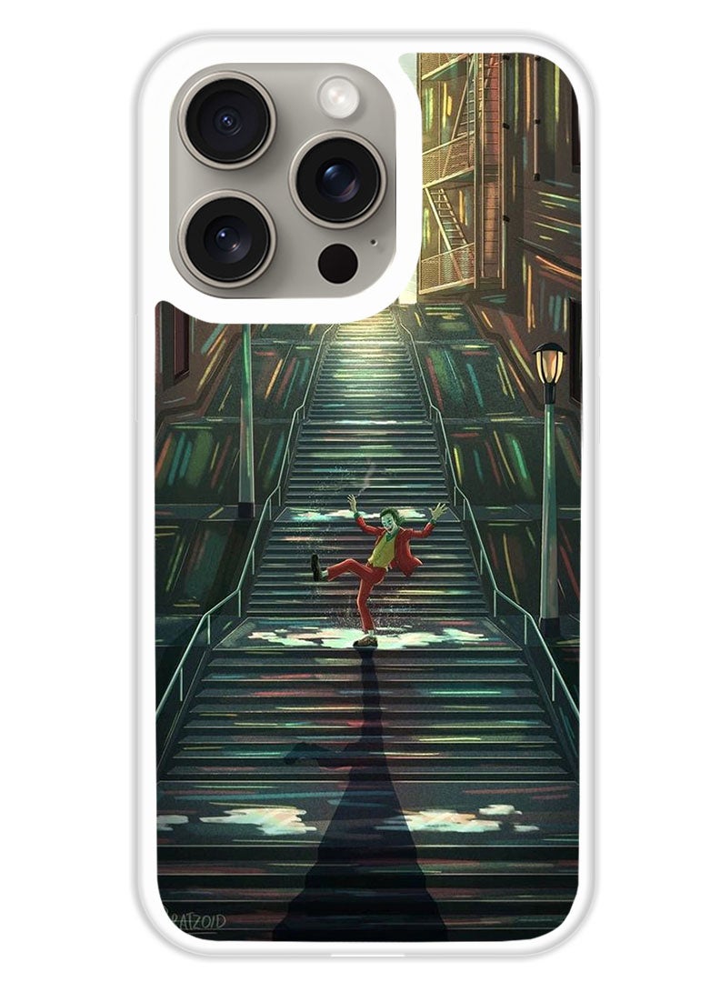 Theodor Protective Case Cover For APPLE IPHONE 15 Pro Max Joker on stairs (White Bumper) - Image 1