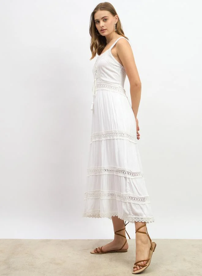 Styli Lace Trimmed Dress