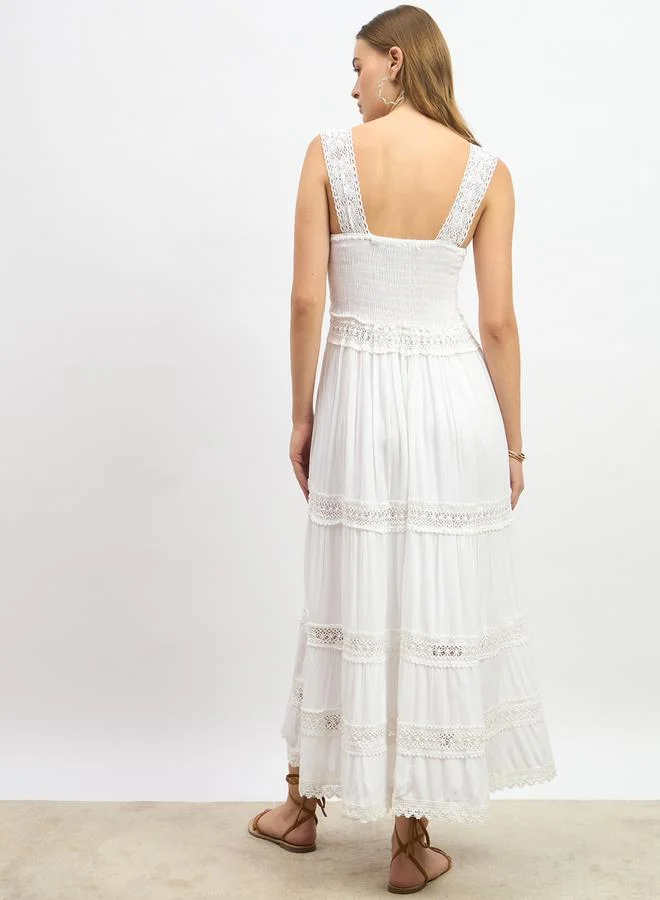 Styli Lace Trimmed Dress