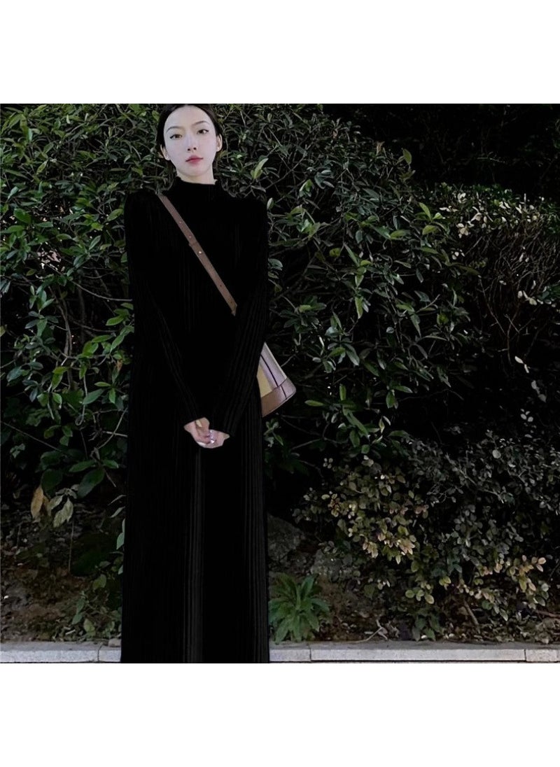 Generic White Long Sleeve Knitted Sweater Dress Base Layer Long Skirt Feel Early Spring Womens Street Style High Collar Regular Sleeve White  - Image 2