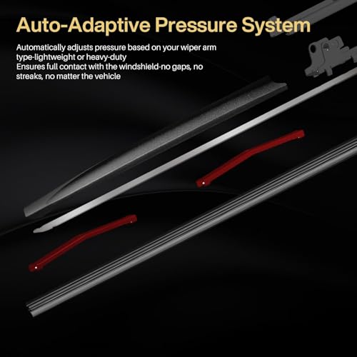 DOG TAIL Neoprene Dual-Steel Frame Wiper Blades 26"+20" with Multiple Adapters, Automotive Replacement Vehicle Front Windshield Wiper Blades Set for My Car Truck Vehicle AdaptBeam - Image 4