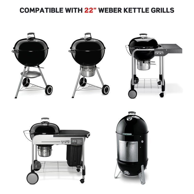 Skyflame Charkettle 2-in-1 Cast Iron 21.5 Inch Grill Grate Replacement Gourmet BBQ System, Compatible with Weber 22-1/2 inch Kettle Charcoal Grills - Image 2